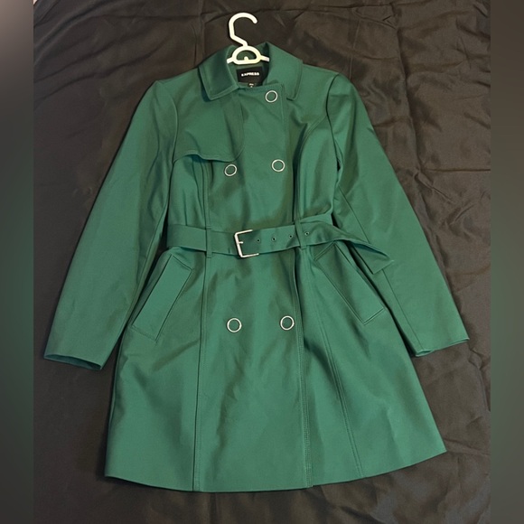Express Jackets & Blazers - NWT Express Women's Forest Green Belted Trench Coat